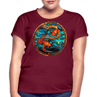 Thumbnail for Women's Mosaic Pisces Relaxed Fit T-Shirt - burgundy