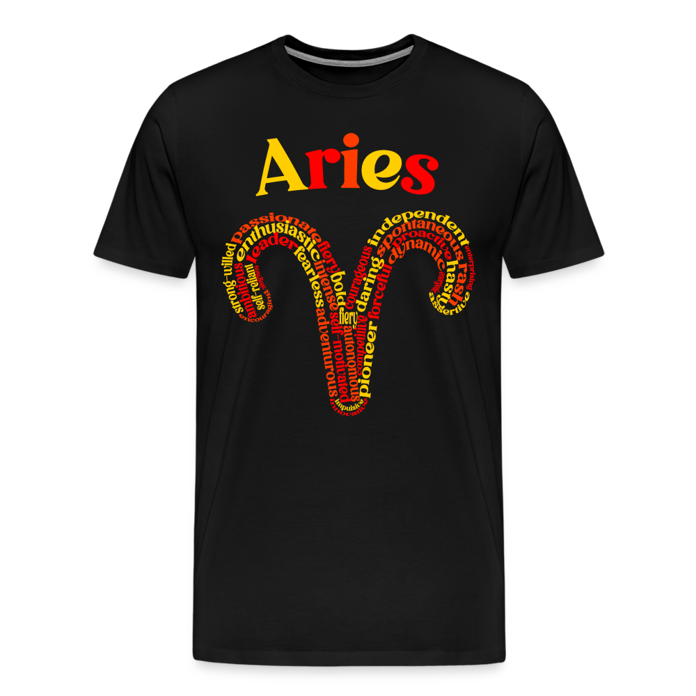 Men's Power Words Aries Premium T-Shirt - black