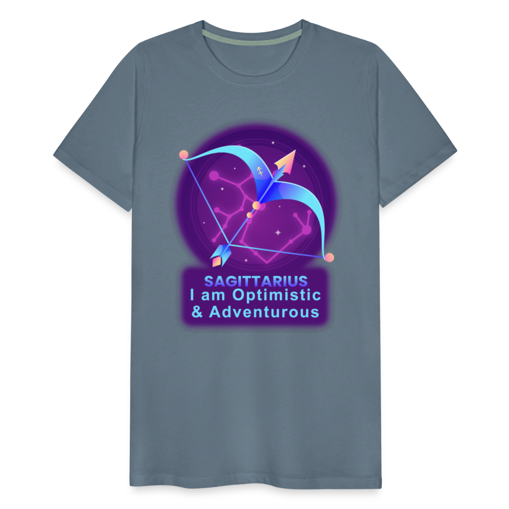 Men's Neon Sagittarius Premium T-Shirt - steel blue