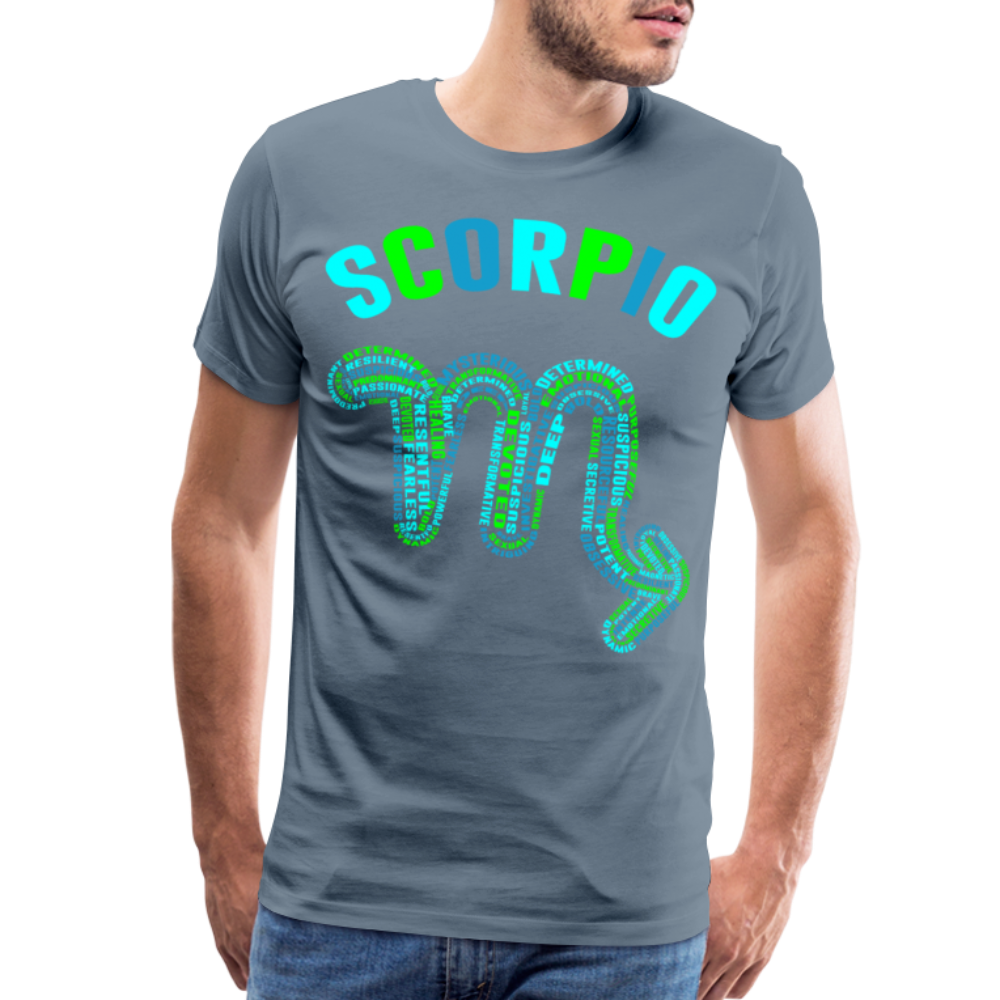 Men's Power Words Scorpio Premium T-Shirt - steel blue