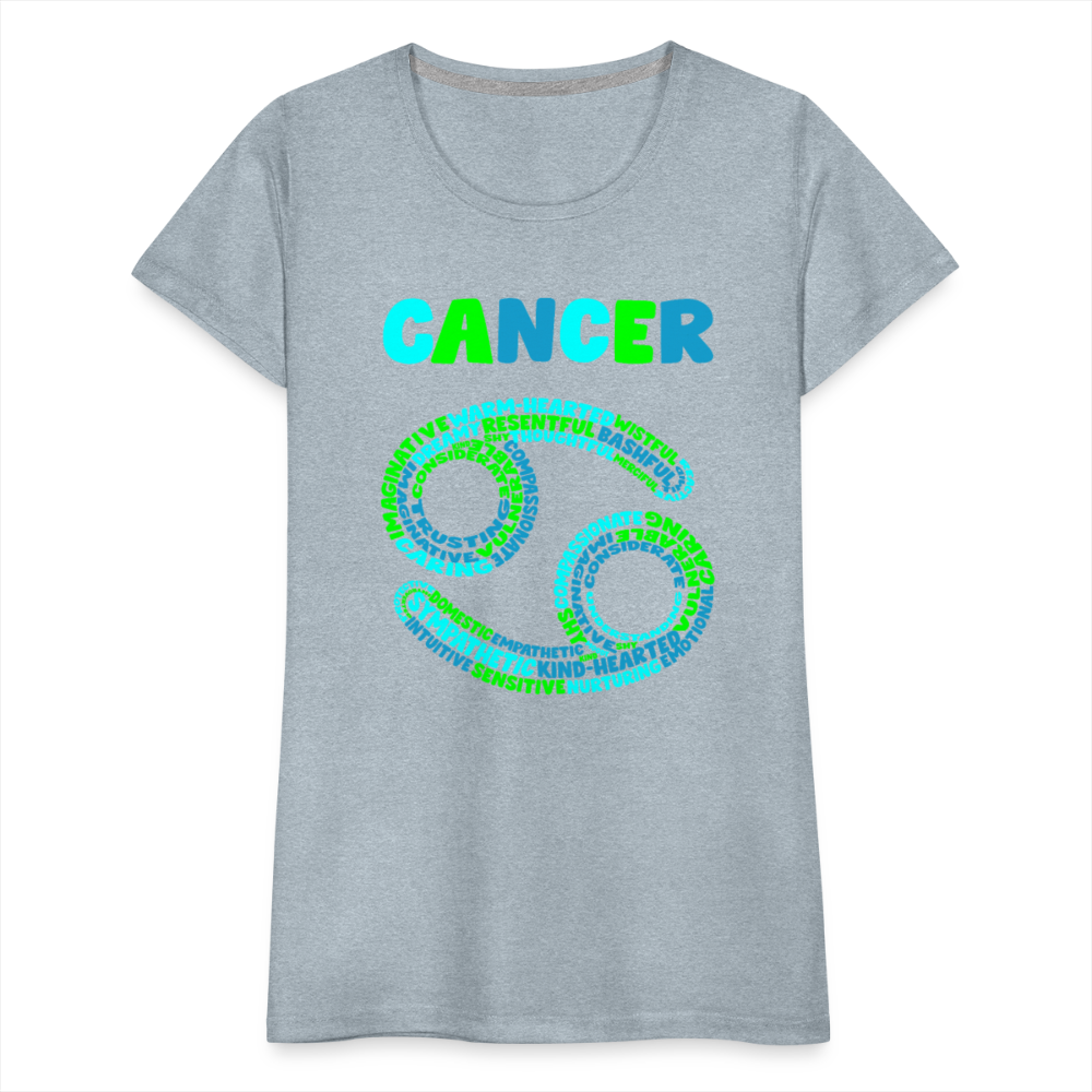 Women's Power Words Cancer Premium T-Shirt - heather ice blue