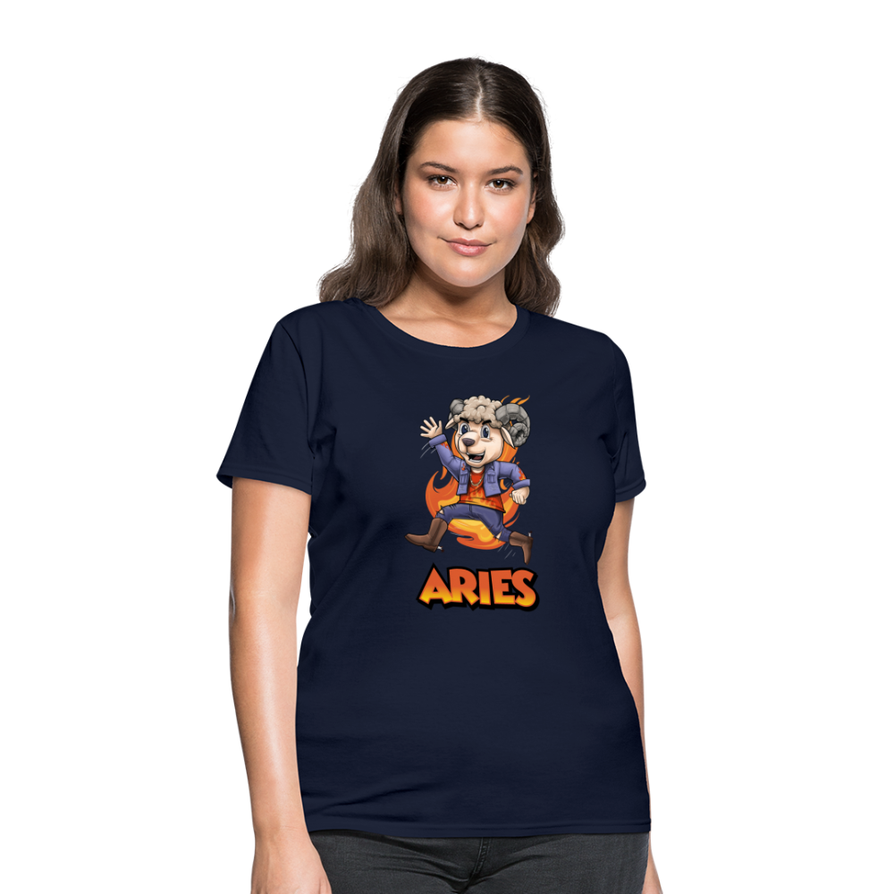 Women's Playful Aries T-Shirt - navy