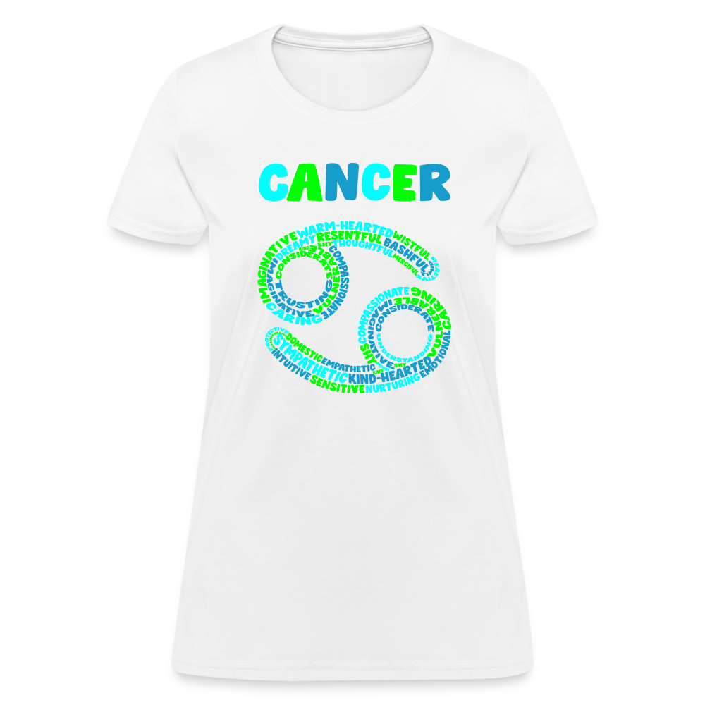 Women's Power Words Cancer T-Shirt - white