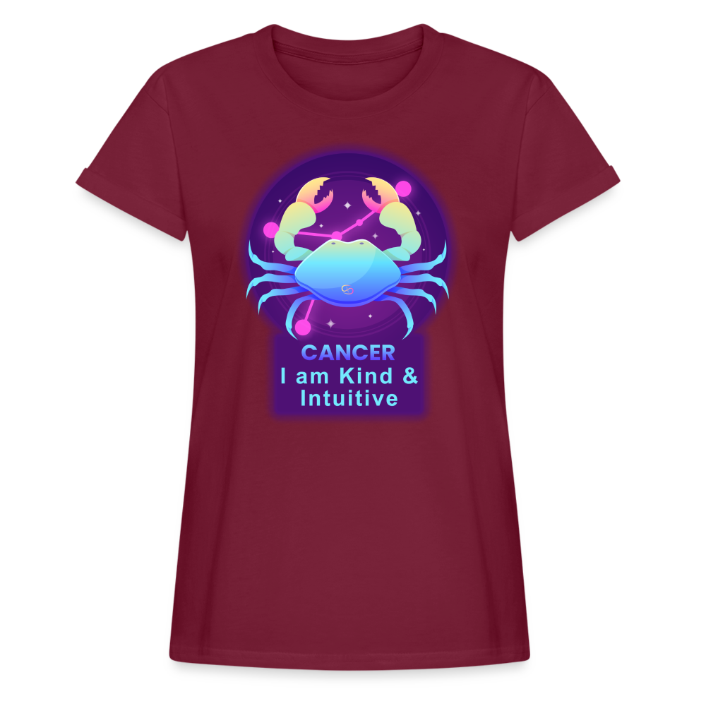 Women's Neon Cancer Relaxed Fit T-Shirt - burgundy