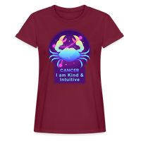 Thumbnail for Women's Neon Cancer Relaxed Fit T-Shirt - burgundy