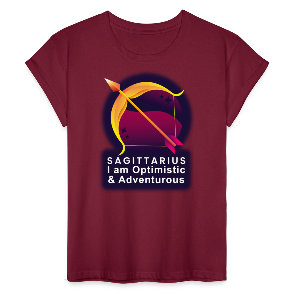 Women's Glow Sagittarius Relaxed Fit T-Shirt - burgundy