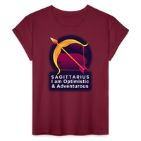 Thumbnail for Women's Glow Sagittarius Relaxed Fit T-Shirt - burgundy