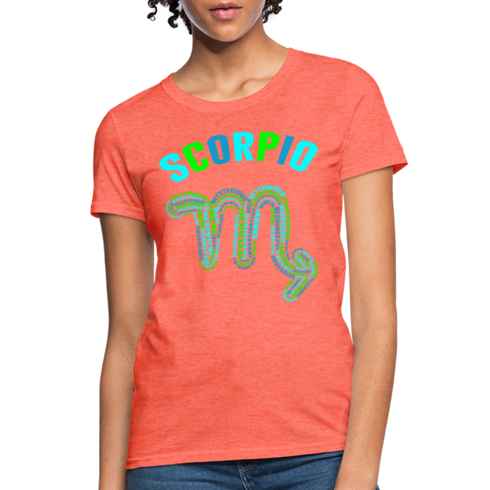 Women's Power Words Scorpio T-Shirt - heather coral