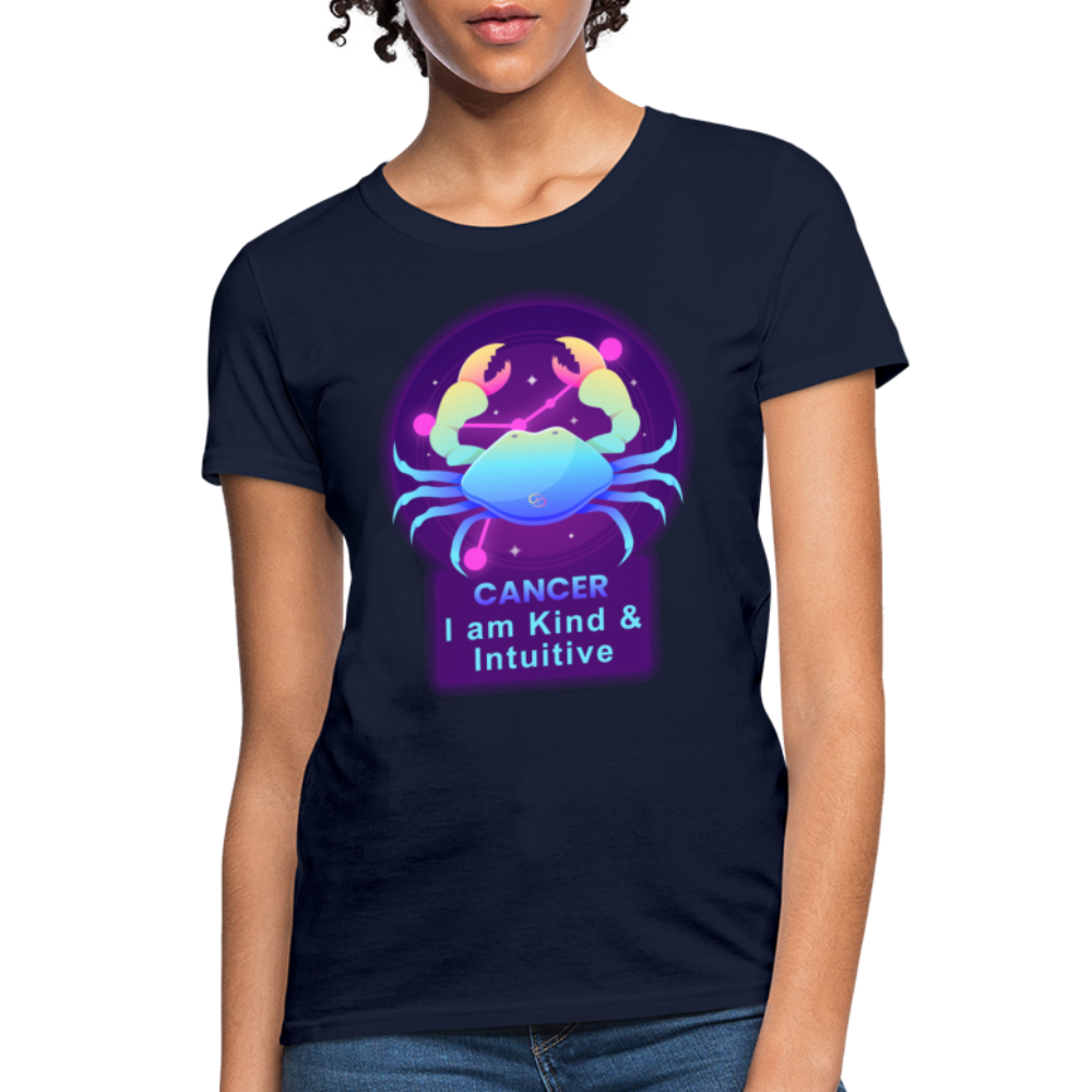 Women's Neon Cancer T-Shirt - navy