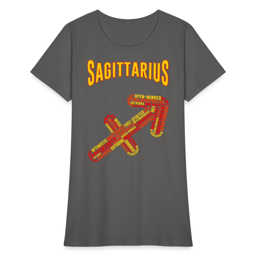 Women's Power Words Sagittarius T-Shirt - charcoal