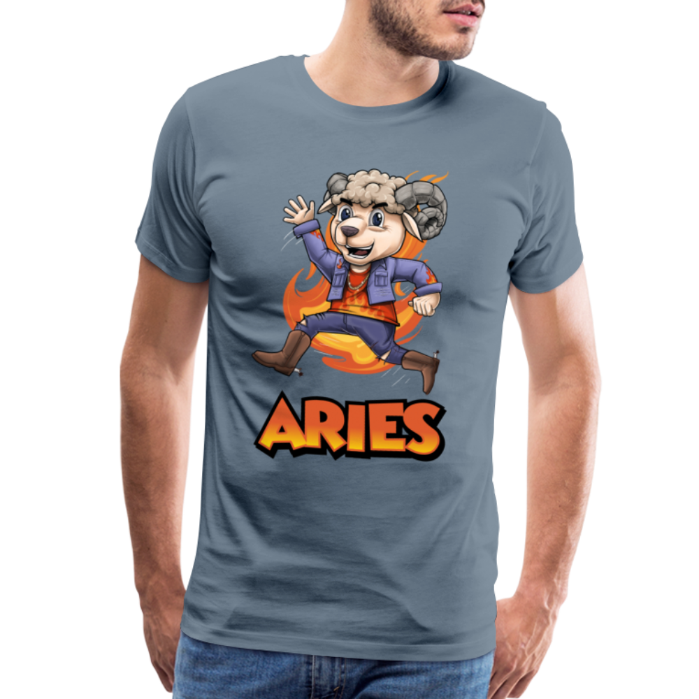 Men's Playful Aries Premium T-Shirt - steel blue