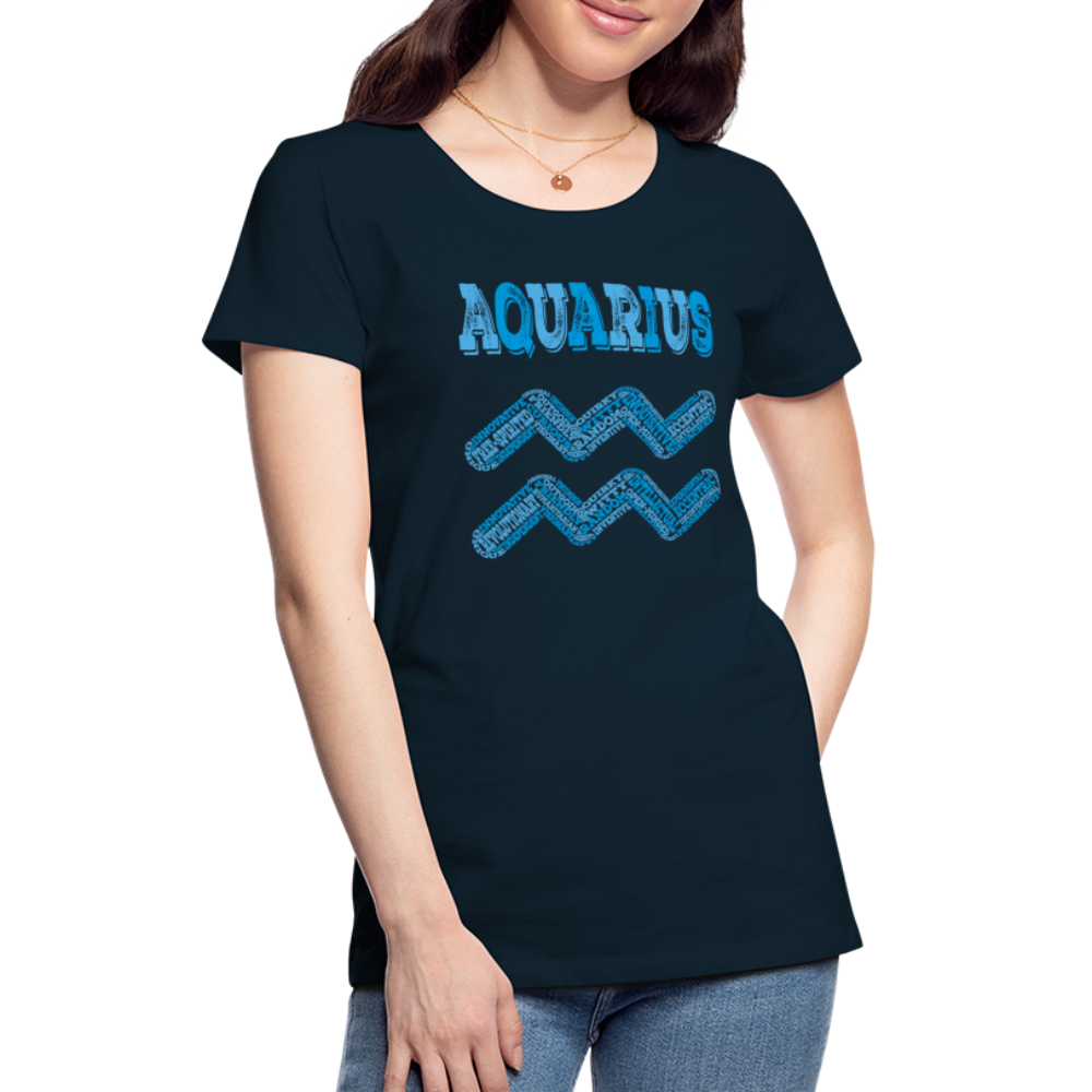 Women's Power Words Aquarius Premium T-Shirt - deep navy