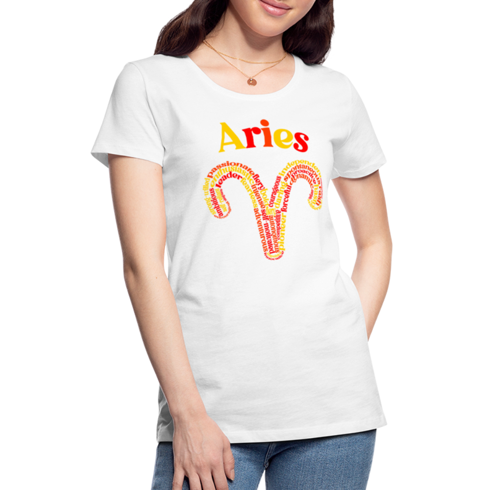 Women's Power Words Aries Premium T-Shirt - white