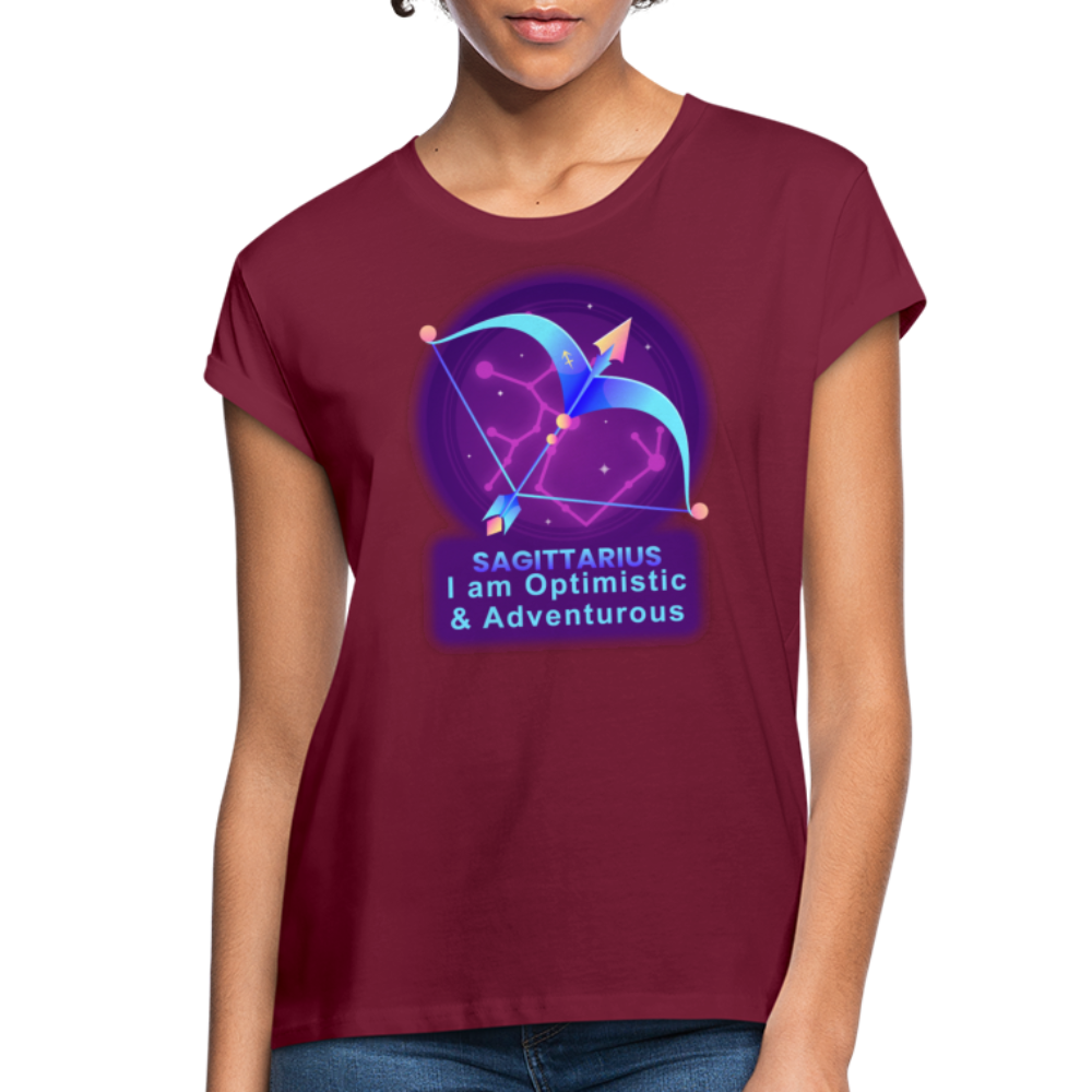 Women's Neon Sagittarius Relaxed Fit T-Shirt - burgundy