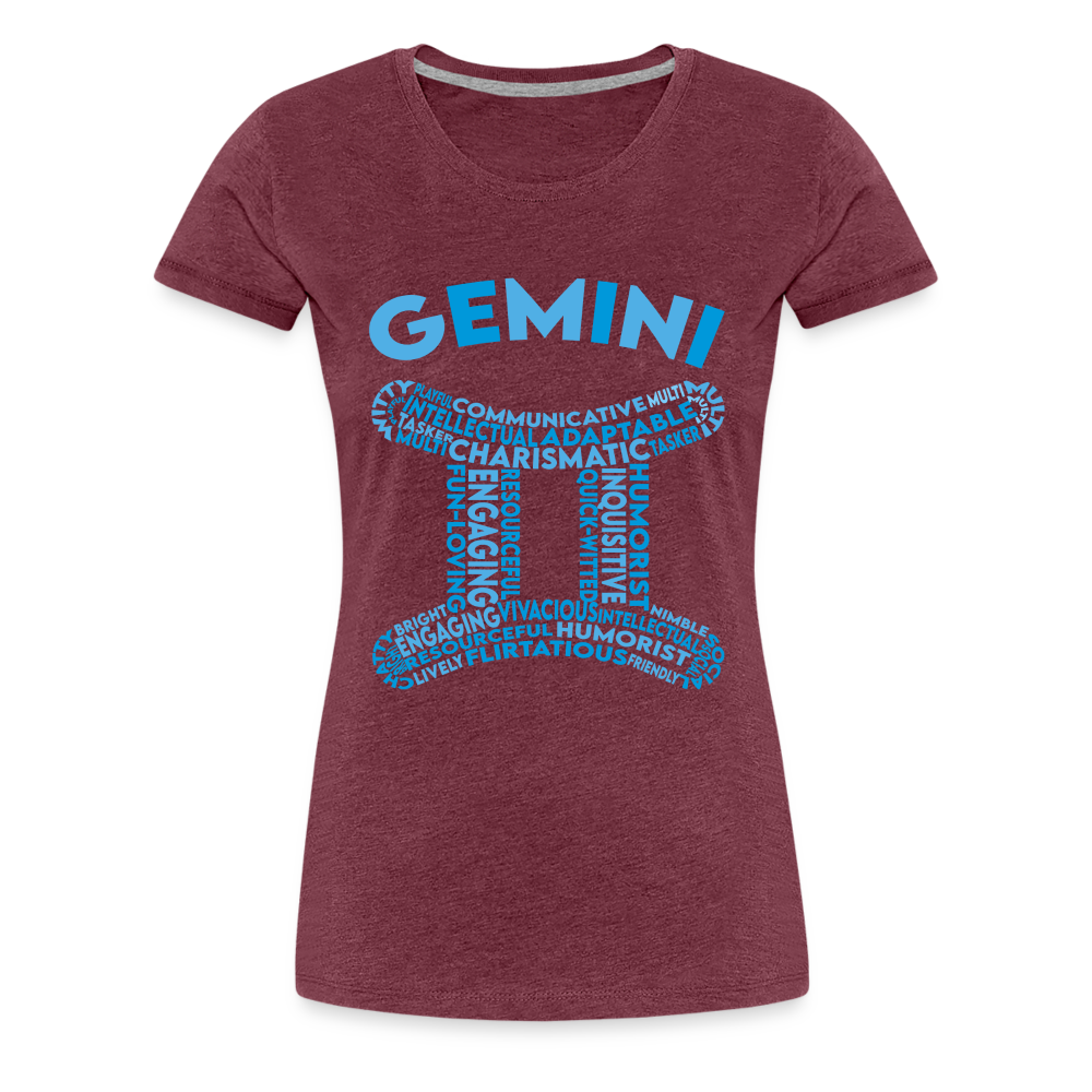 Women's Power Words Gemini Premium T-Shirt - heather burgundy