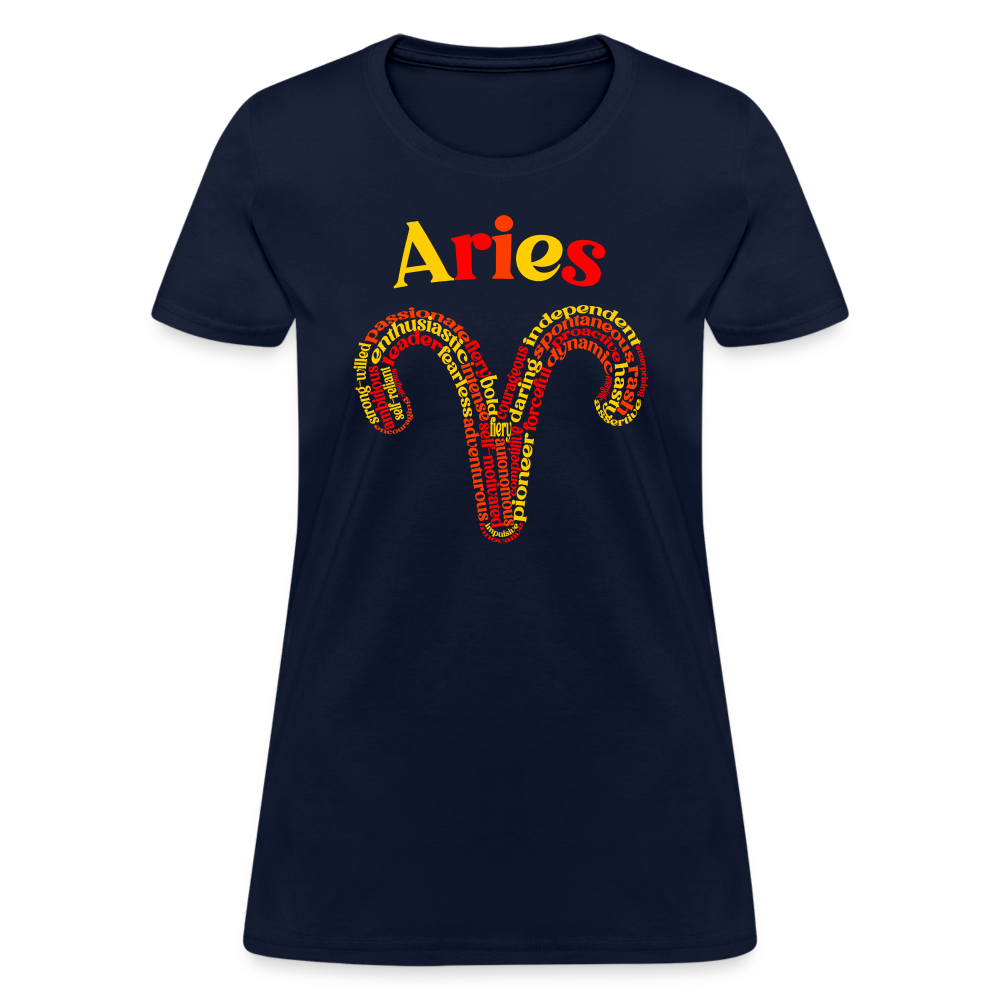 Women's Power Words Aries T-Shirt - navy