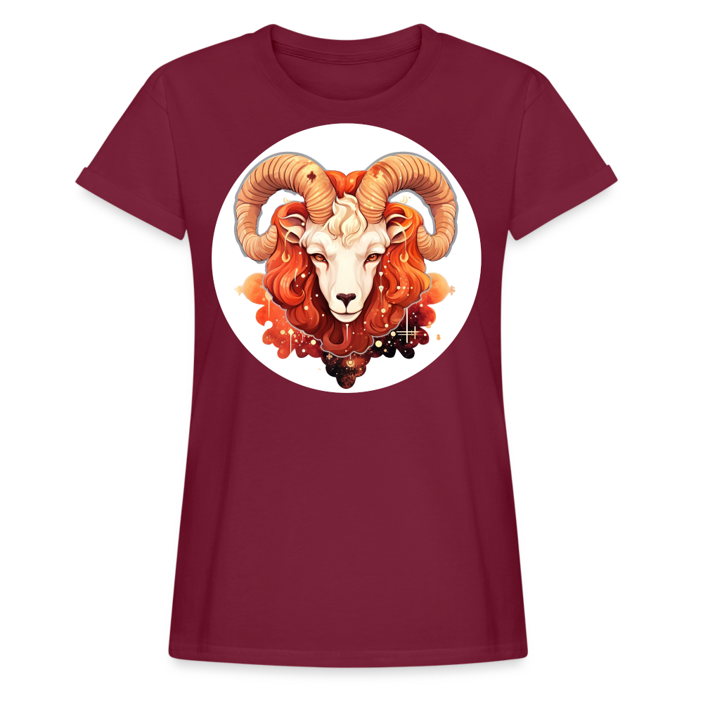 Women's Symbol Aries Relaxed Fit T-Shirt - burgundy