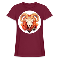 Thumbnail for Women's Symbol Aries Relaxed Fit T-Shirt - burgundy