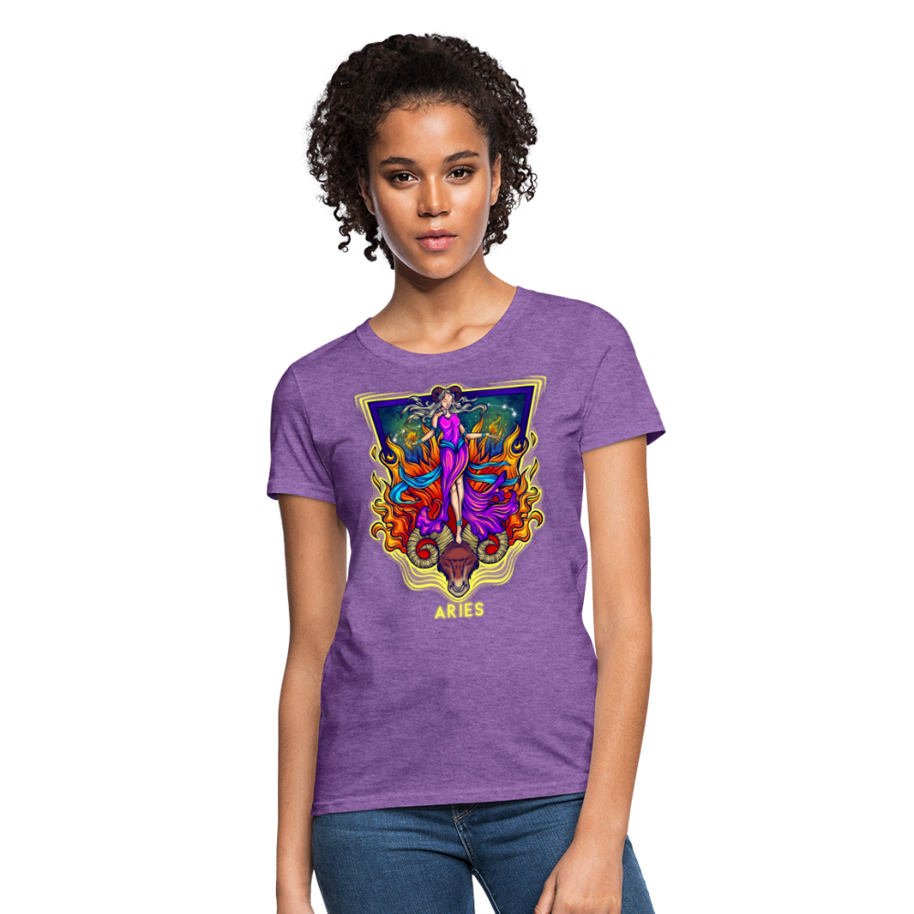 Women's Cosmic Aries Design T-Shirt - purple heather