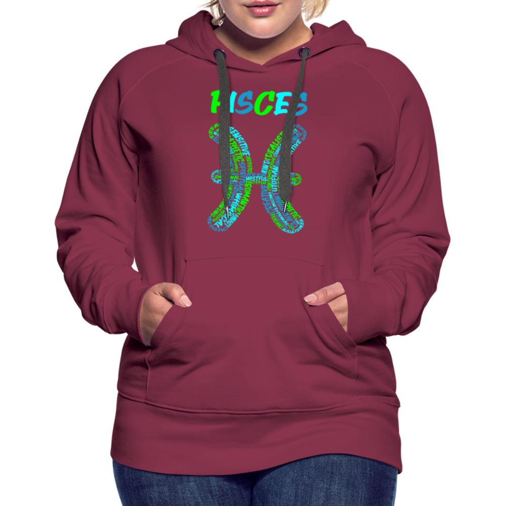 Women's Power Words Pisces Premium Hoodie - burgundy