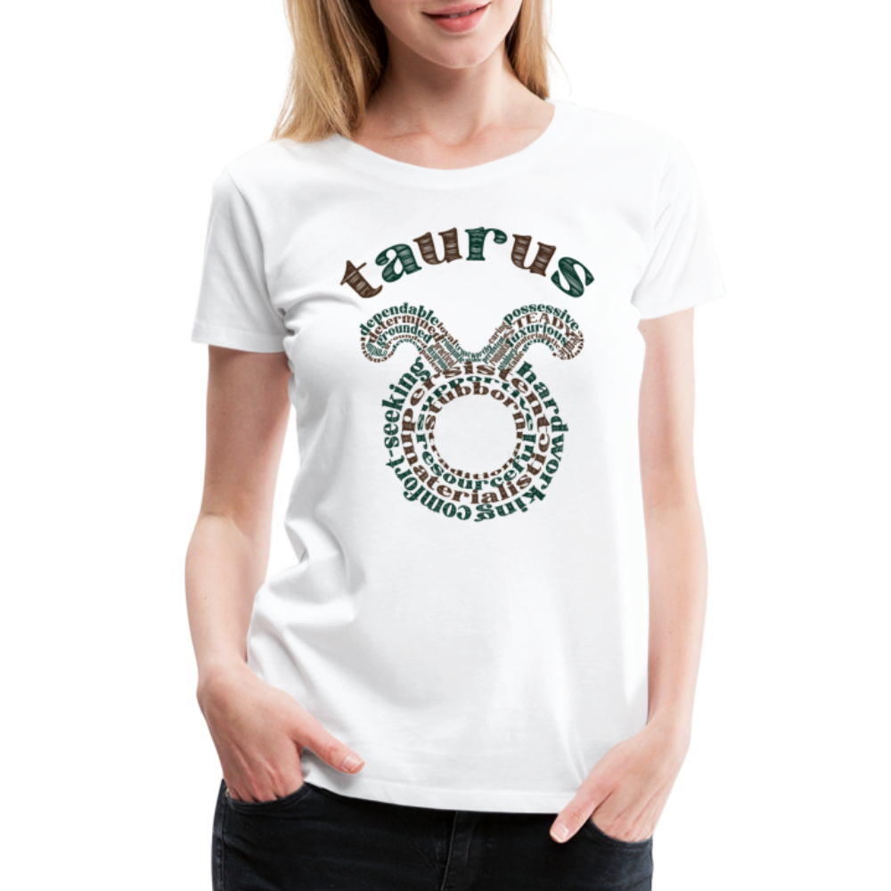 Women's Power Words Taurus Premium T-Shirt - white