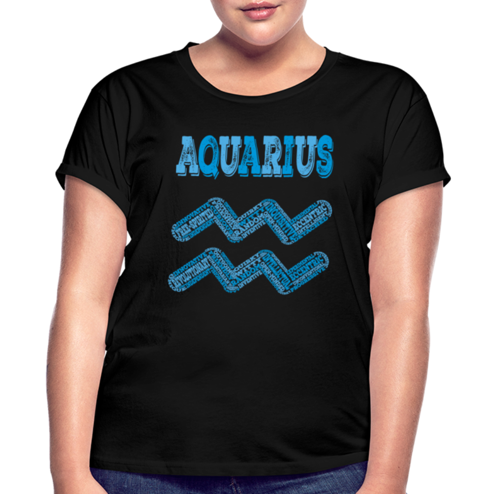 Women's Power Words Aquarius Relaxed Fit T-Shirt - black