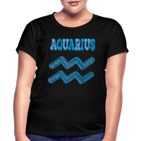 Thumbnail for Women's Power Words Aquarius Relaxed Fit T-Shirt - black