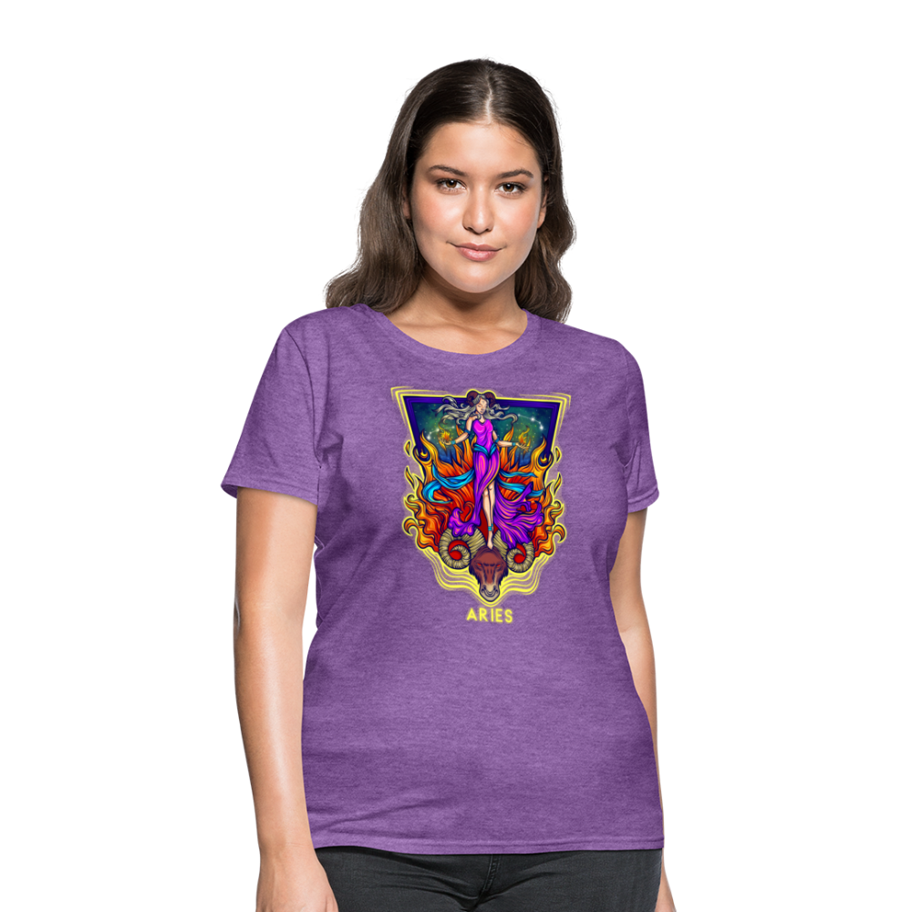 Women's Cosmic Aries Design T-Shirt - purple heather