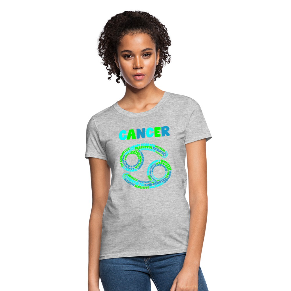 Women's Power Words Cancer T-Shirt - heather gray