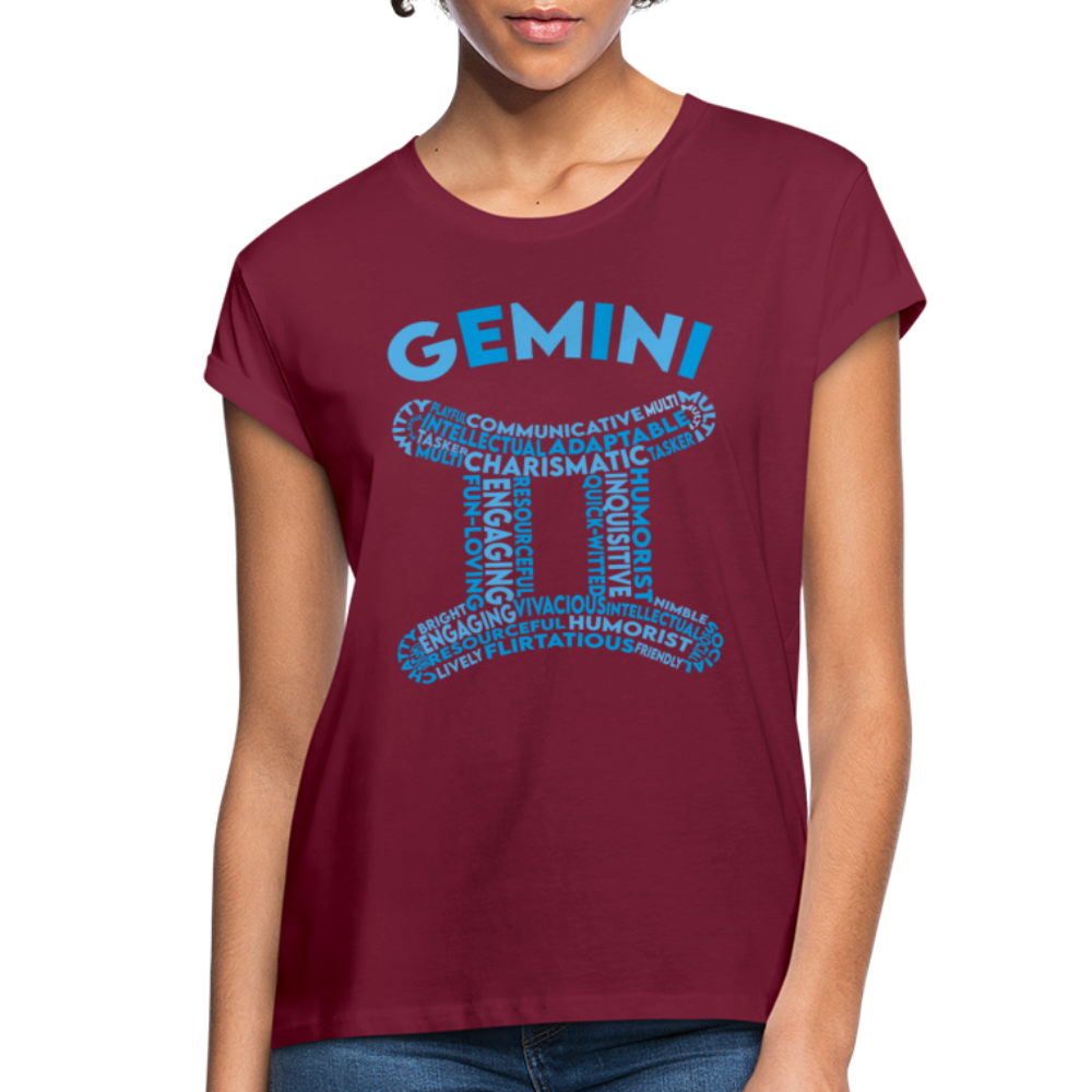 Women's Power Words Gemini Relaxed Fit T-Shirt - burgundy