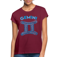 Thumbnail for Women's Power Words Gemini Relaxed Fit T-Shirt - burgundy