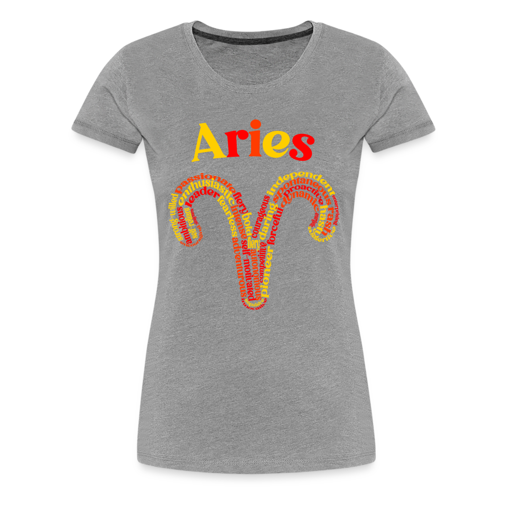 Women's Power Words Aries Premium T-Shirt - heather gray