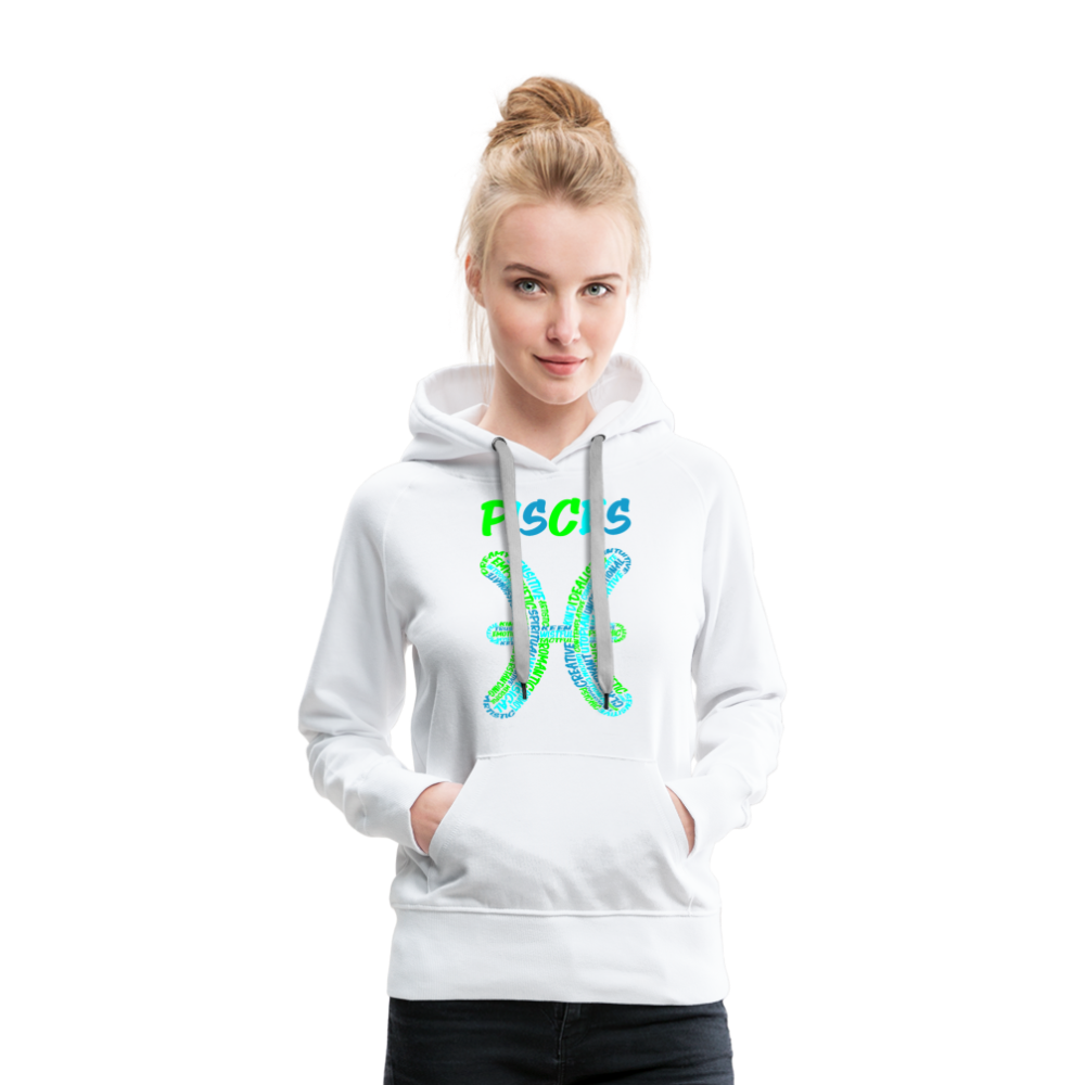 Women's Power Words Pisces Premium Hoodie - white