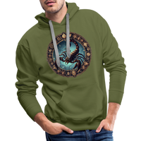 Thumbnail for Men’s Mythical Scorpio Premium Hoodie - olive green