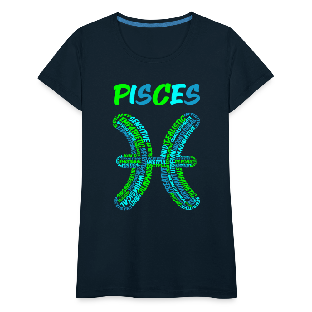 Women's Power Words Pisces Premium T-Shirt - deep navy