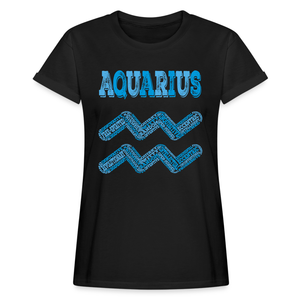 Women's Power Words Aquarius Relaxed Fit T-Shirt - black