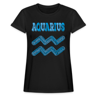 Thumbnail for Women's Power Words Aquarius Relaxed Fit T-Shirt - black