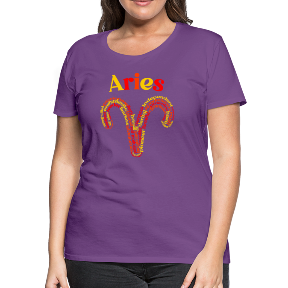 Women's Power Words Aries Premium T-Shirt - purple