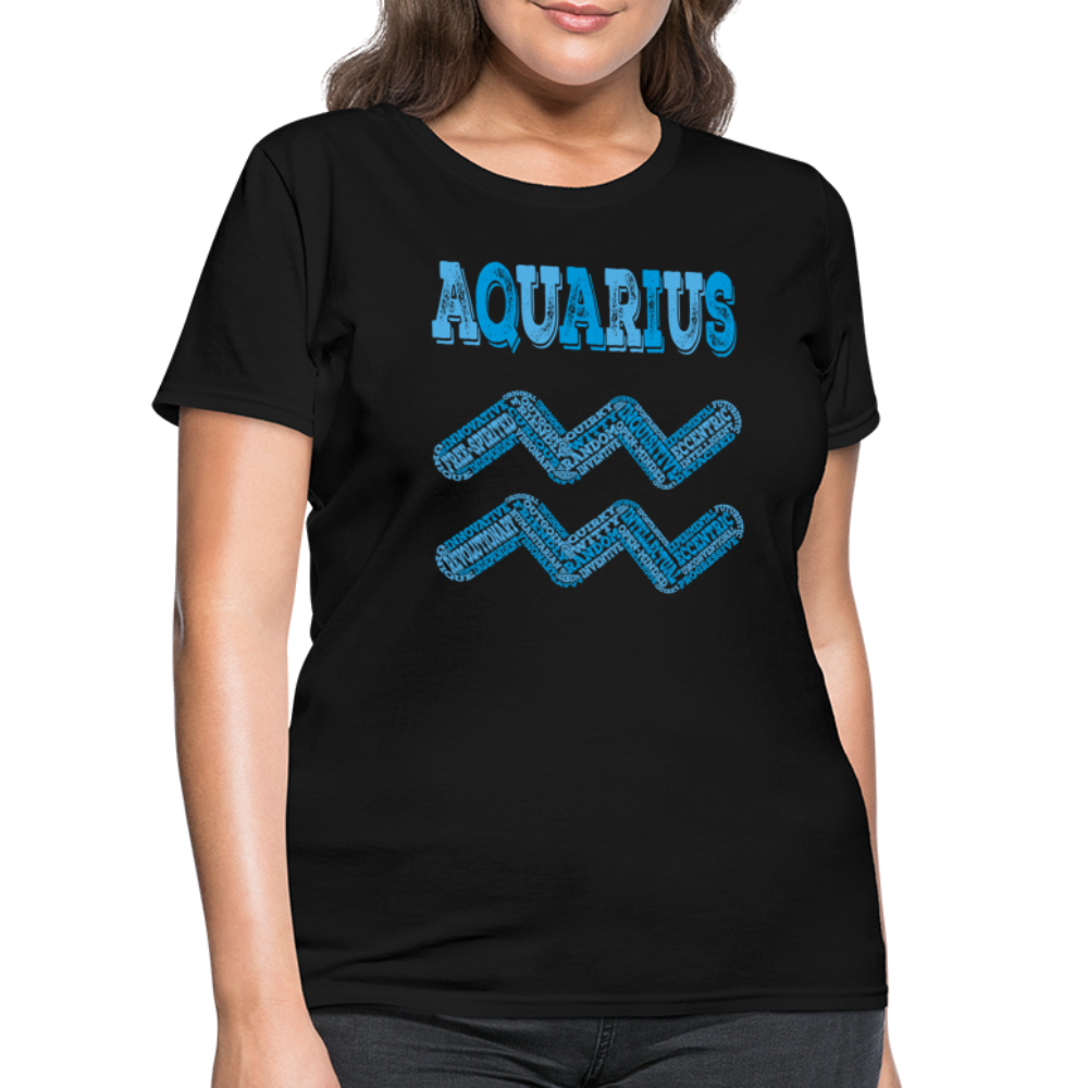 Women's Power Words Aquarius T-Shirt - black