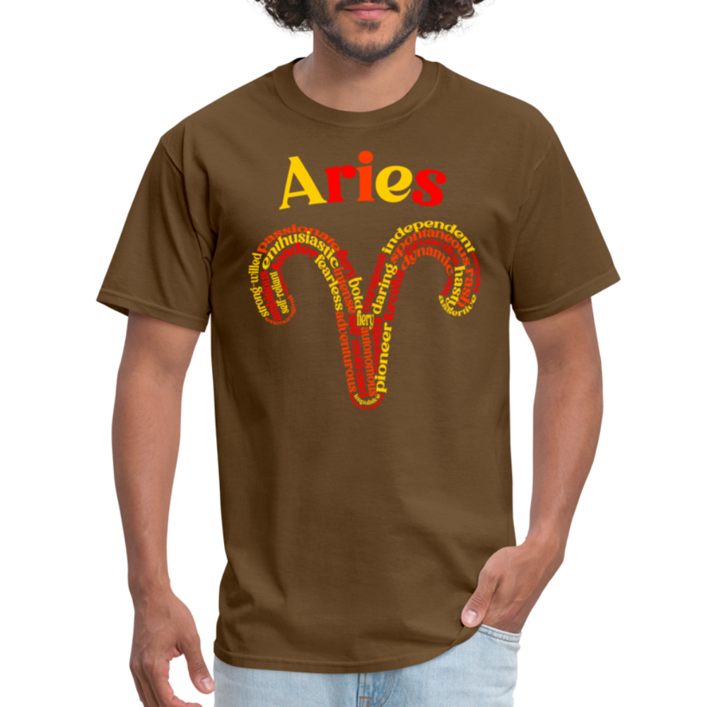 Men's Power Words Aries Classic T-Shirt - brown