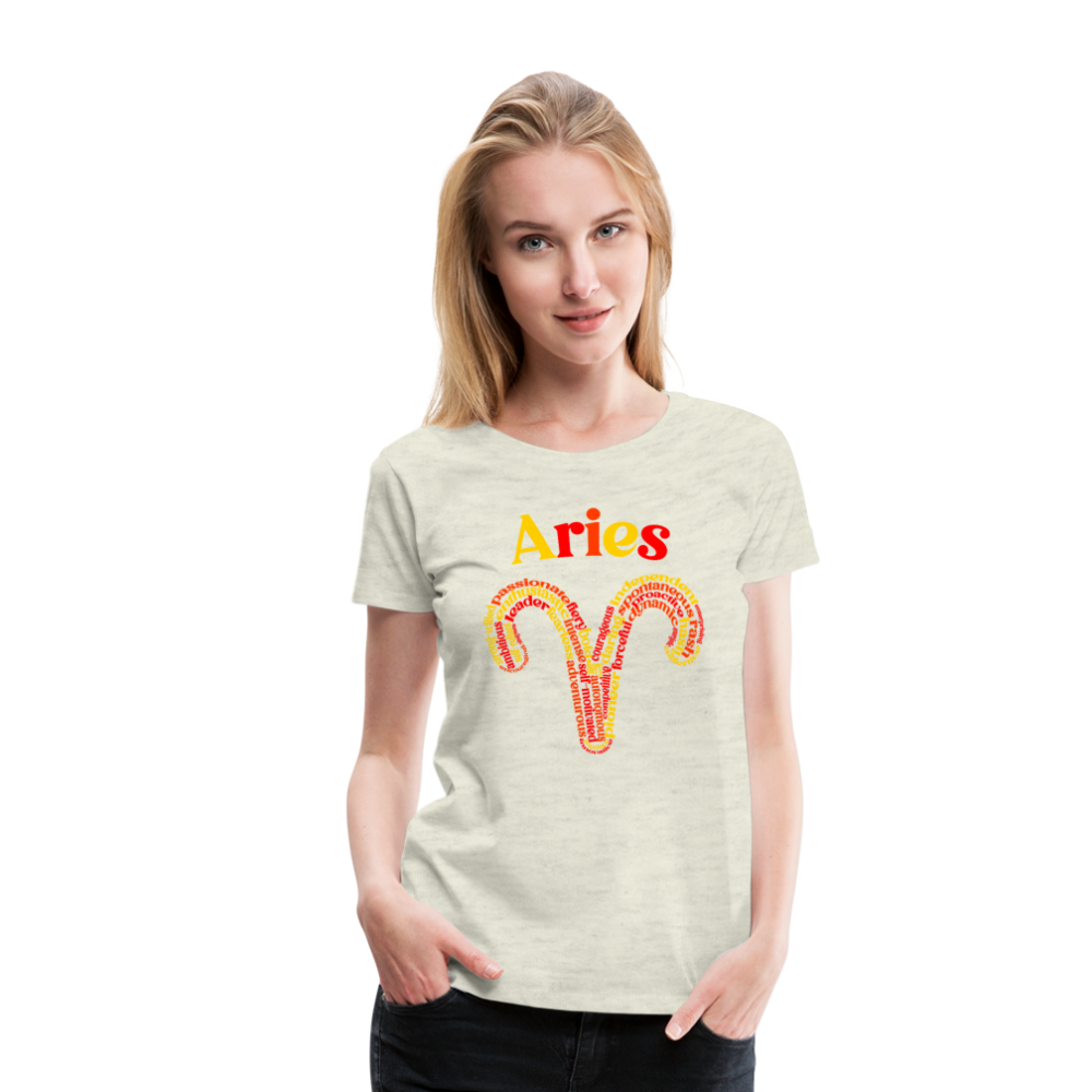 Women's Power Words Aries Premium T-Shirt - heather oatmeal