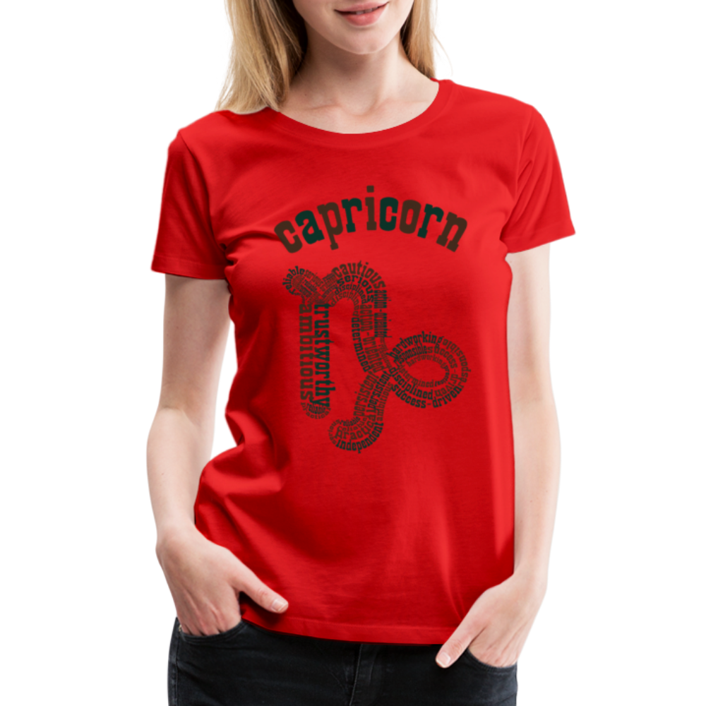 Women's Power Words Capricorn Premium T-Shirt - red