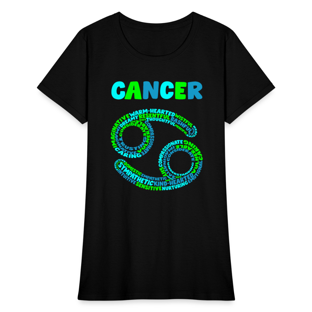 Women's Power Words Cancer T-Shirt - black