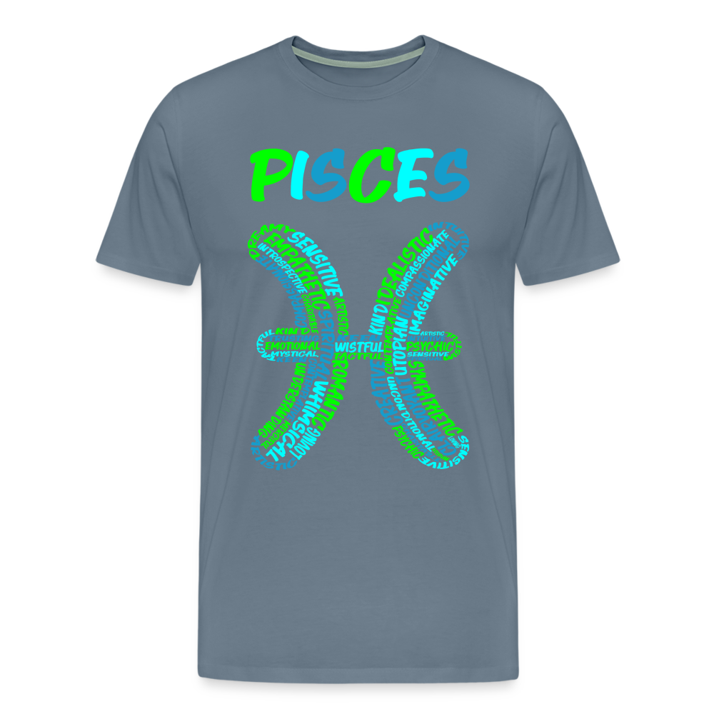 Men's Power Words Pisces Premium T-Shirt - steel blue