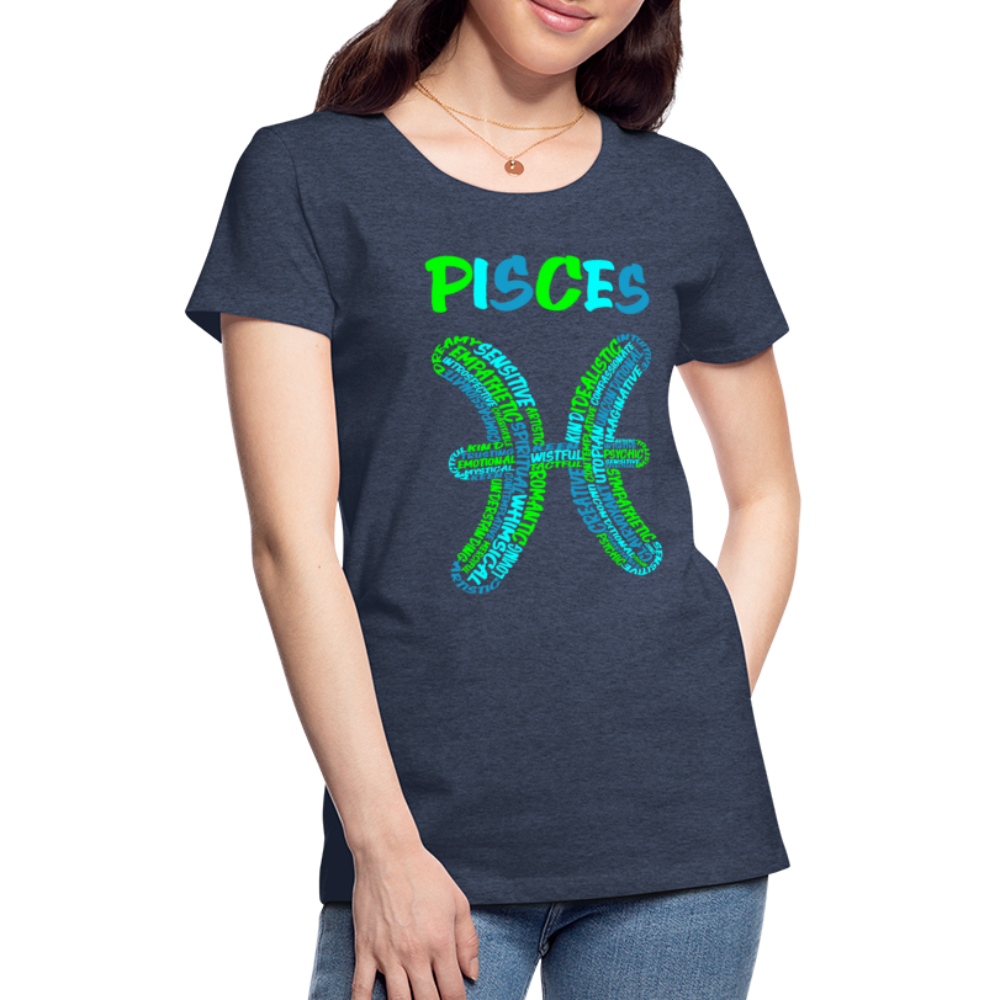 Women's Power Words Pisces Premium T-Shirt - heather blue