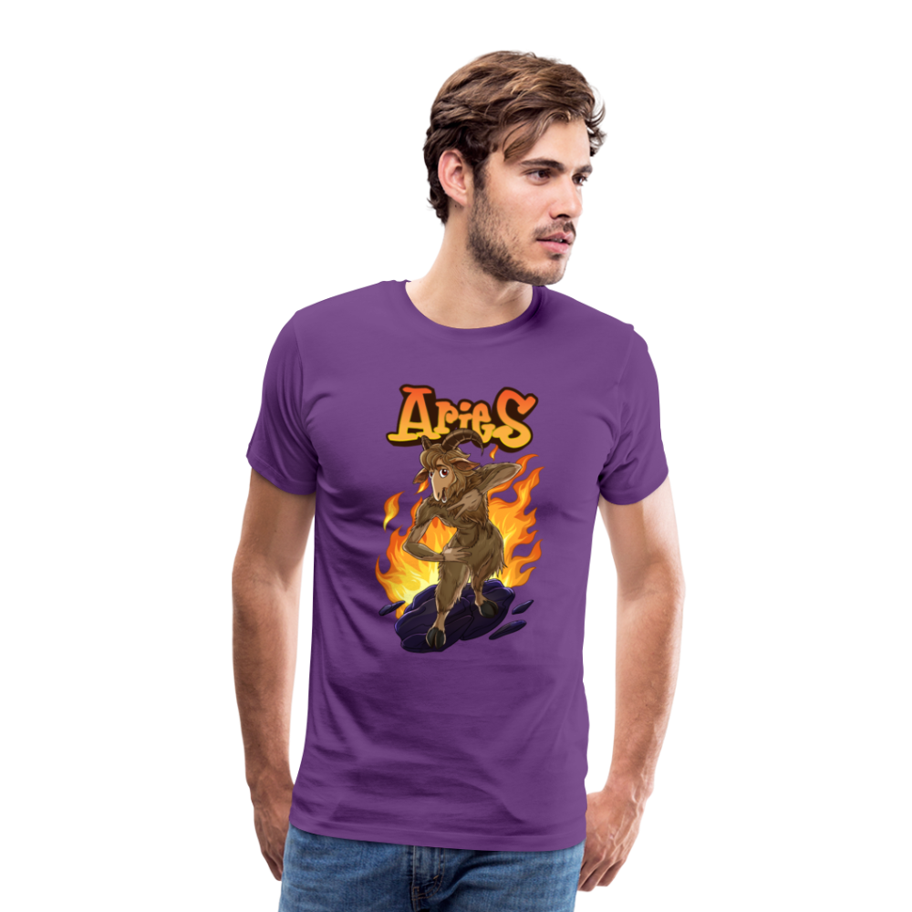 Men's Fiery Aries Premium T-Shirt - purple