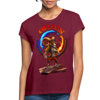 Thumbnail for Women's Astral Aries Relaxed Fit T-Shirt - burgundy