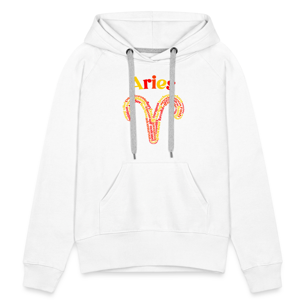 Women's Power Words Aries Premium Hoodie - white