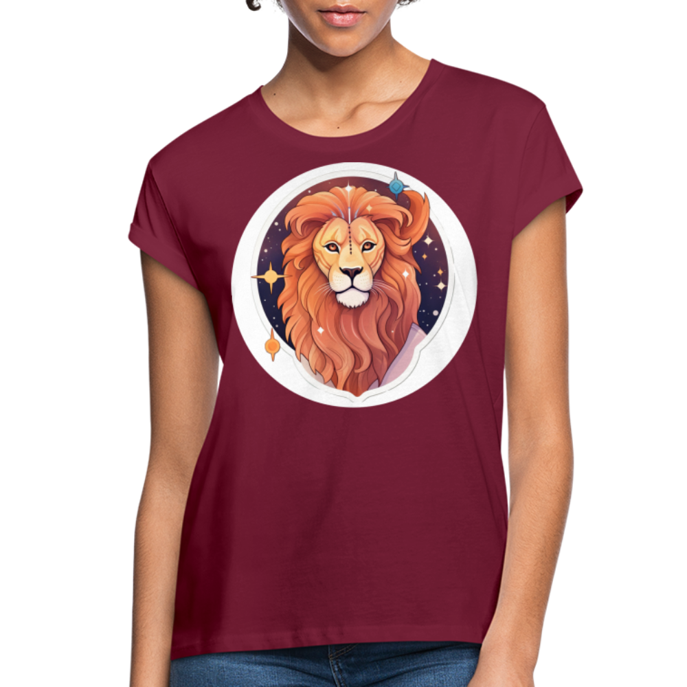 Women's Symbol Leo Relaxed Fit T-Shirt - burgundy