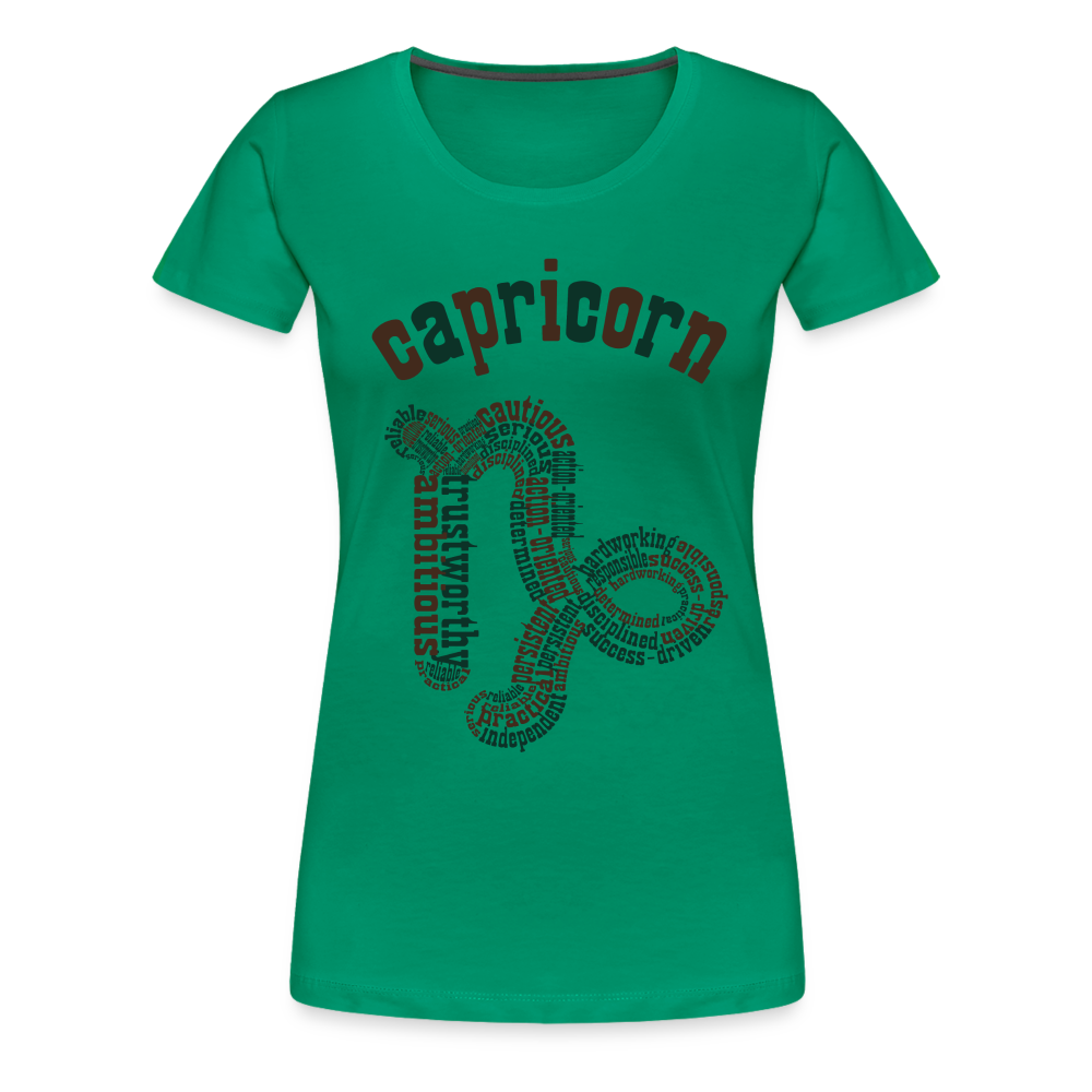 Women's Power Words Capricorn Premium T-Shirt - kelly green